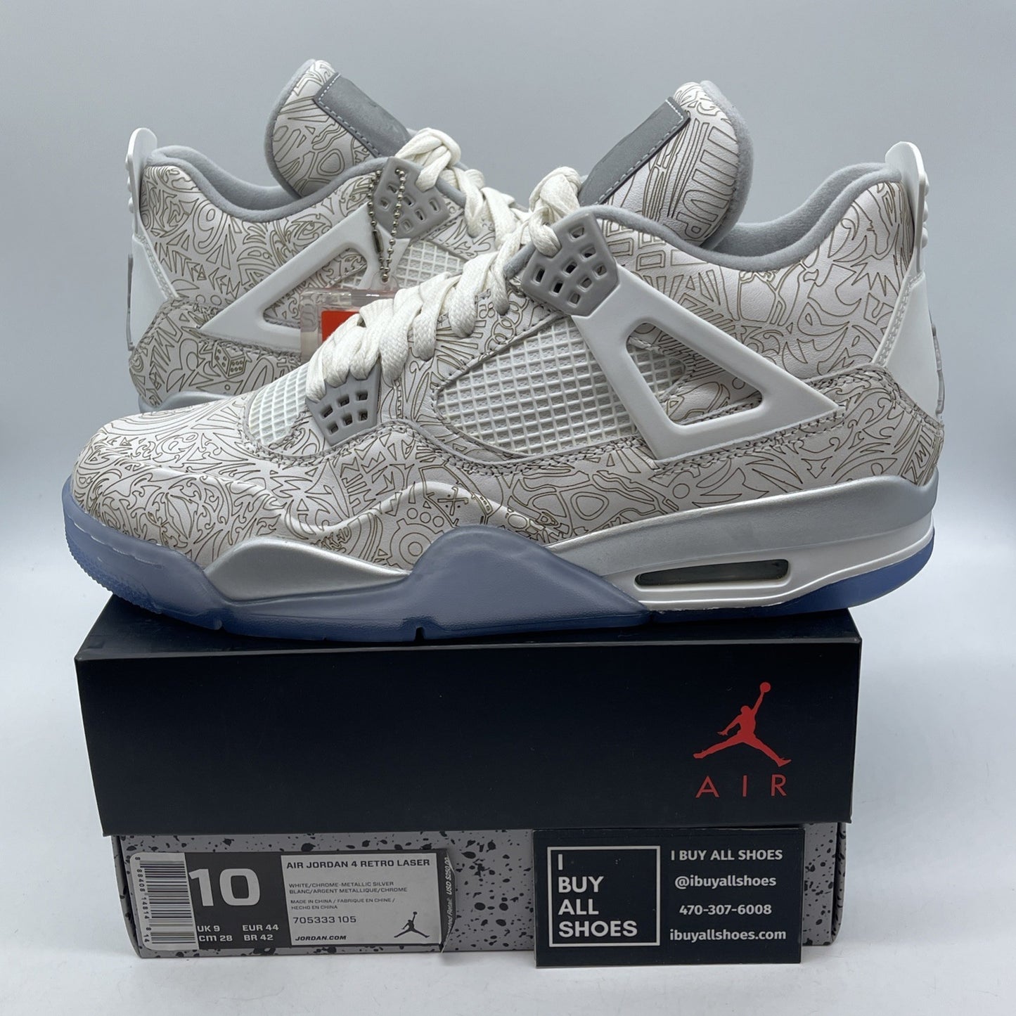 Size 10 - Air Jordan 4 Retro 30th Anniversary Laser Grey Suede (705333-105(