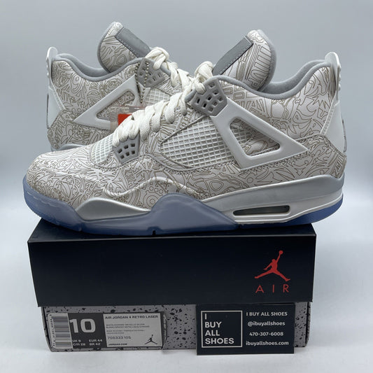 Size 10 - Air Jordan 4 Retro 30th Anniversary Laser Grey Suede (705333-105(