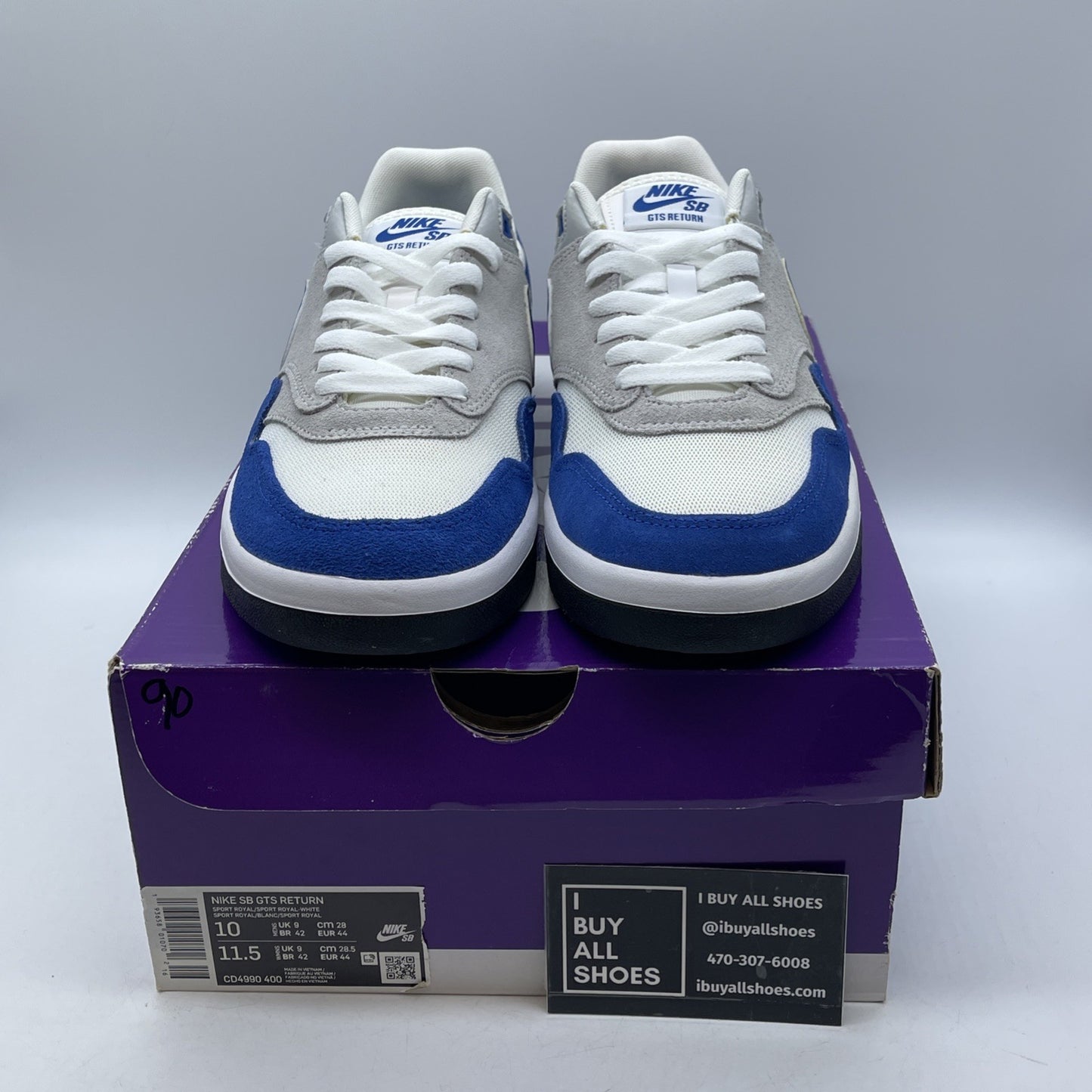 Size 10 - Nike GTS Return SB Sport Royal Blue Grey White Suede (CD4990-400)