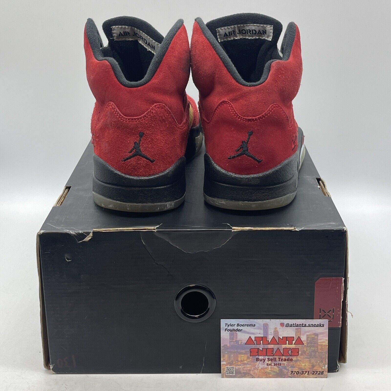 Size 8 - Air Jordan 5 Retro Raging Bull Red Suede Black Silver (136027-601)