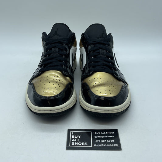 Size 10 - Air Jordan 1 Low Gold Toe Black White Leather (CQ9447-700)