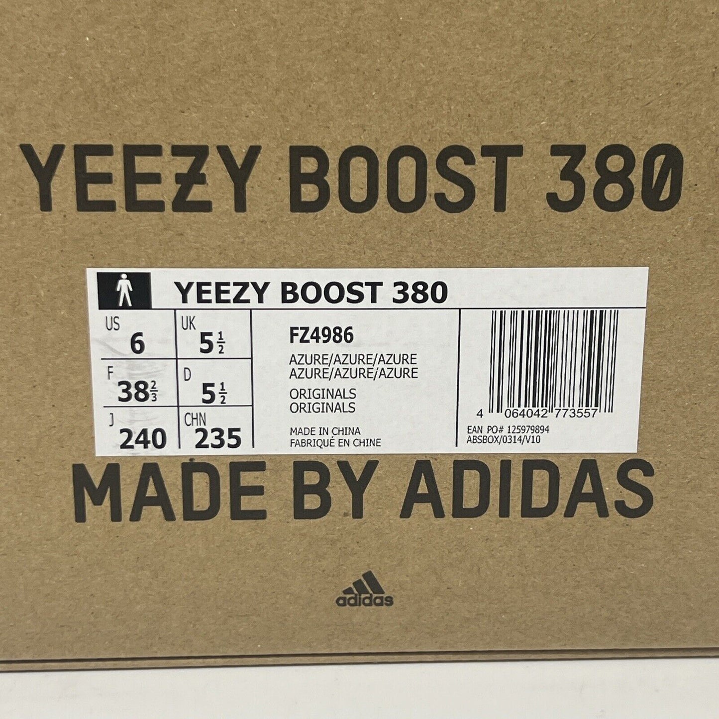 Size 6 - adidas Yeezy Boost 380 Azure Non-Reflective Brand New Og All Ds Sneaker