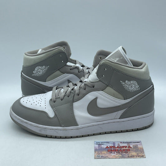 Size 12 - Air Jordan 1 Mid College Grey White Suede Leather (554724-082)