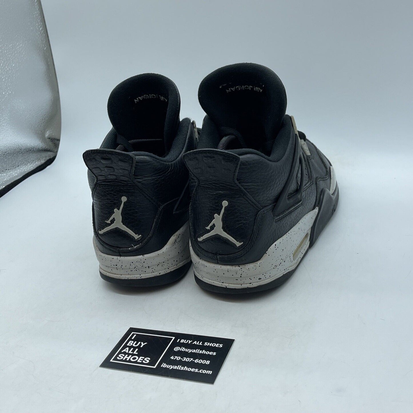 Size 10 - Jordan 4 Retro LS oreo Black Grey Leather (314254-003)