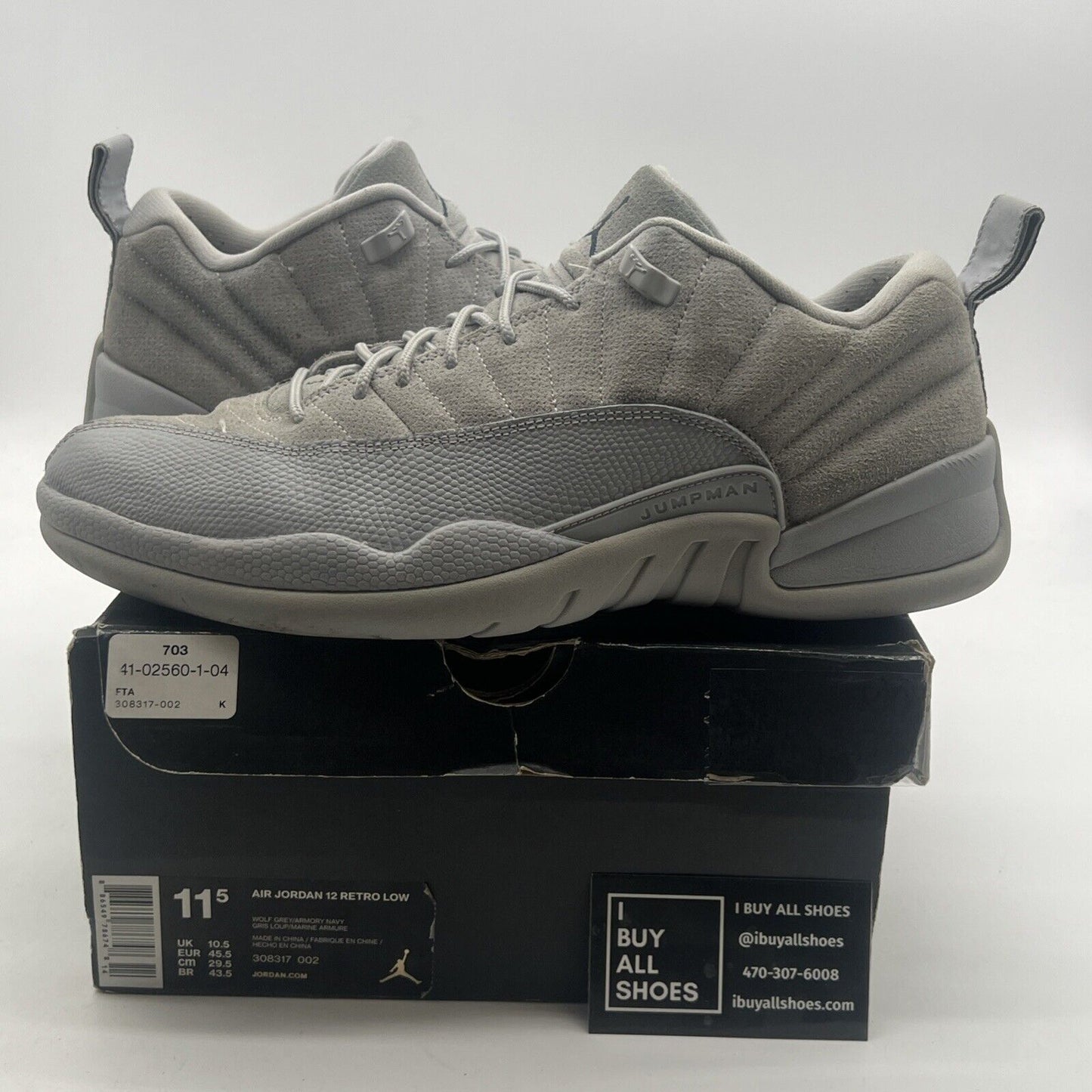 Size 11.5 - Air Jordan 12 Retro Low Wolf Grey (308317-002)