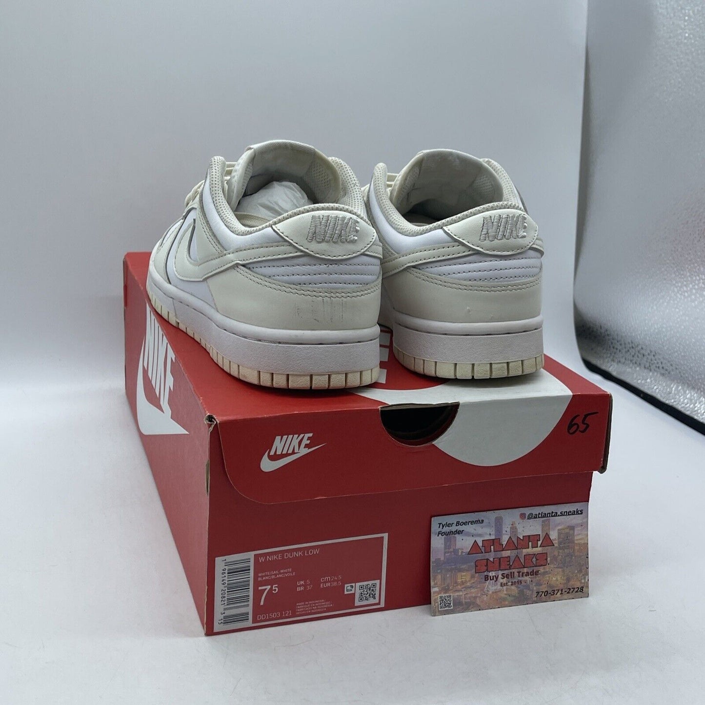 Size 7.5W - Nike Dunk Low White Sail White Leather (DD1503-121)