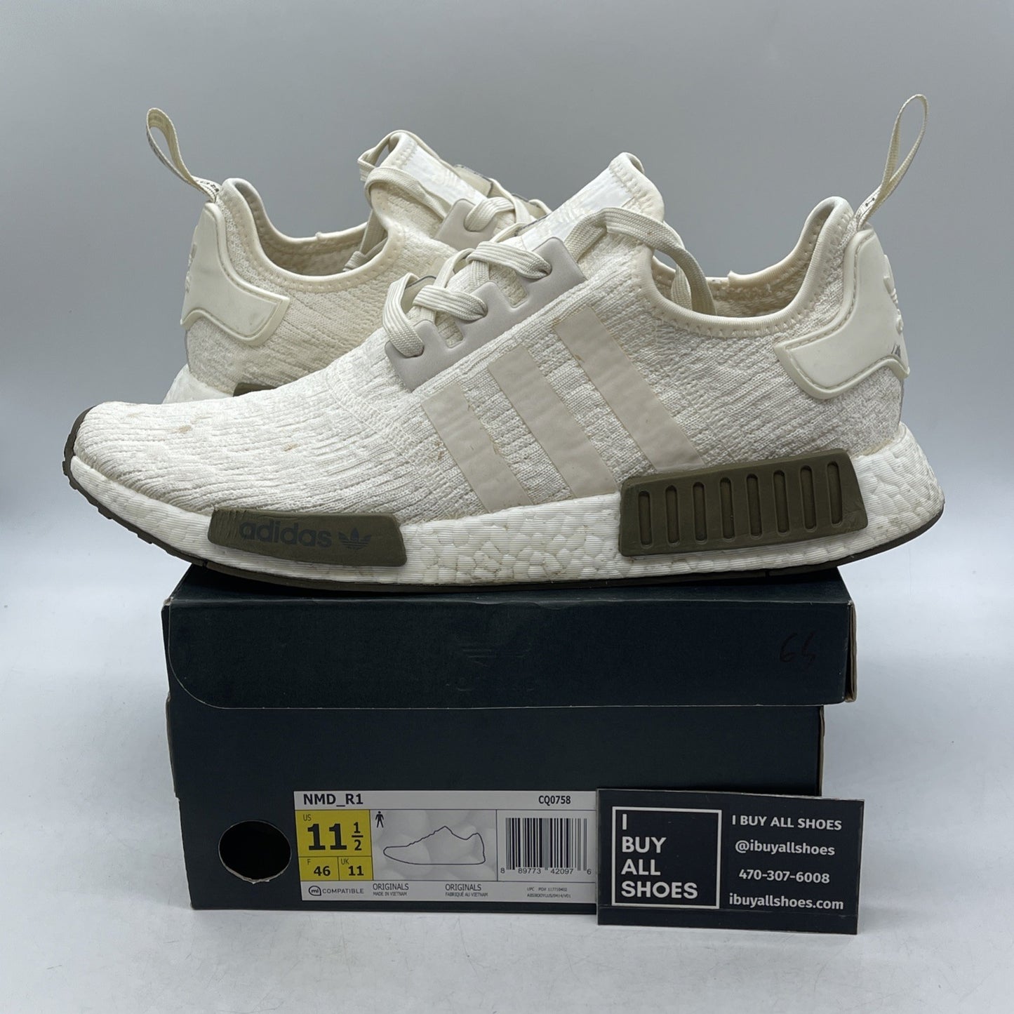 Size 11.5 - Adidas Champs Sports x NMD_R1 Chalk and Olive (CQ0758)