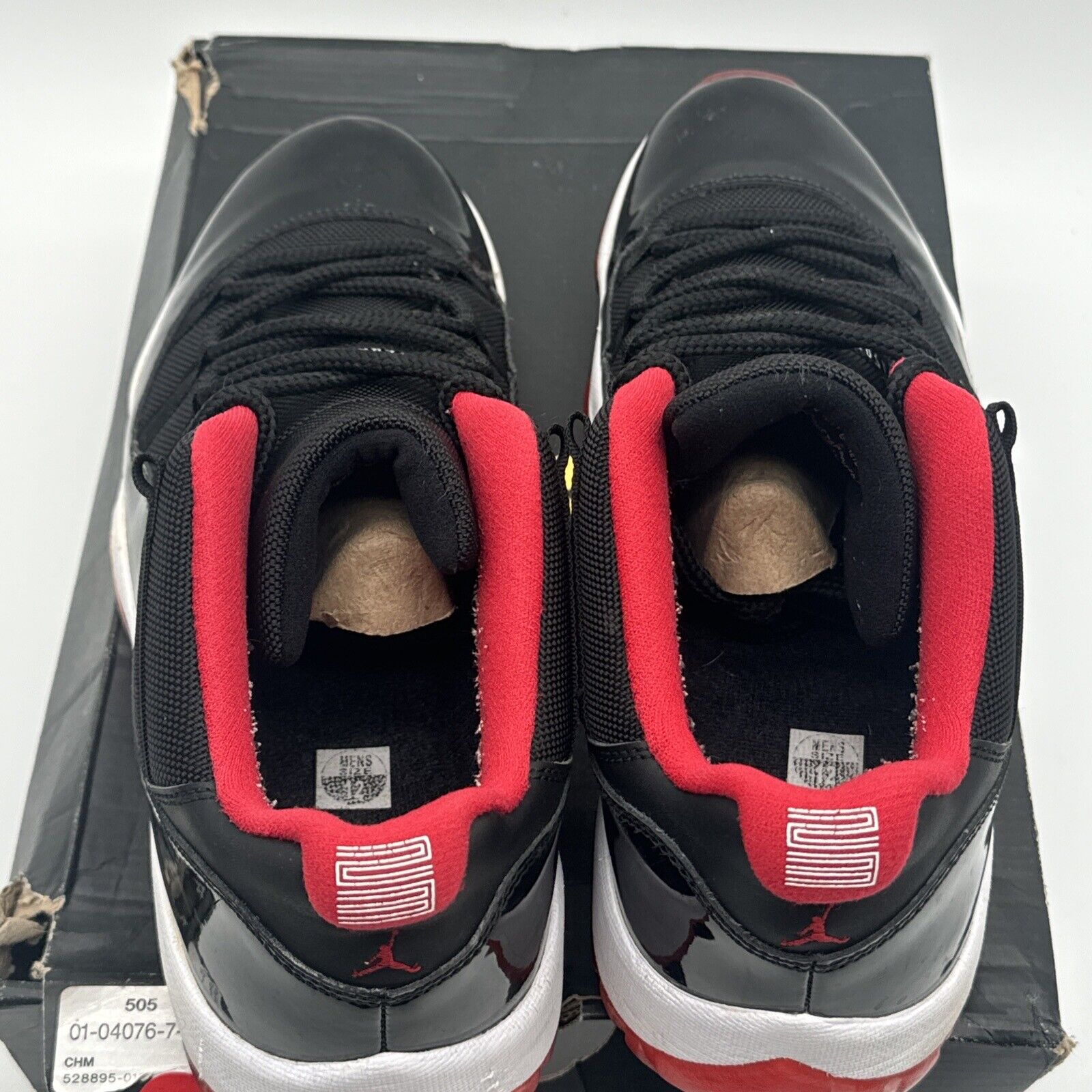 Size 12 - Jordan 11 Retro Low bred 2015 Black White Patent With Box Red Classic