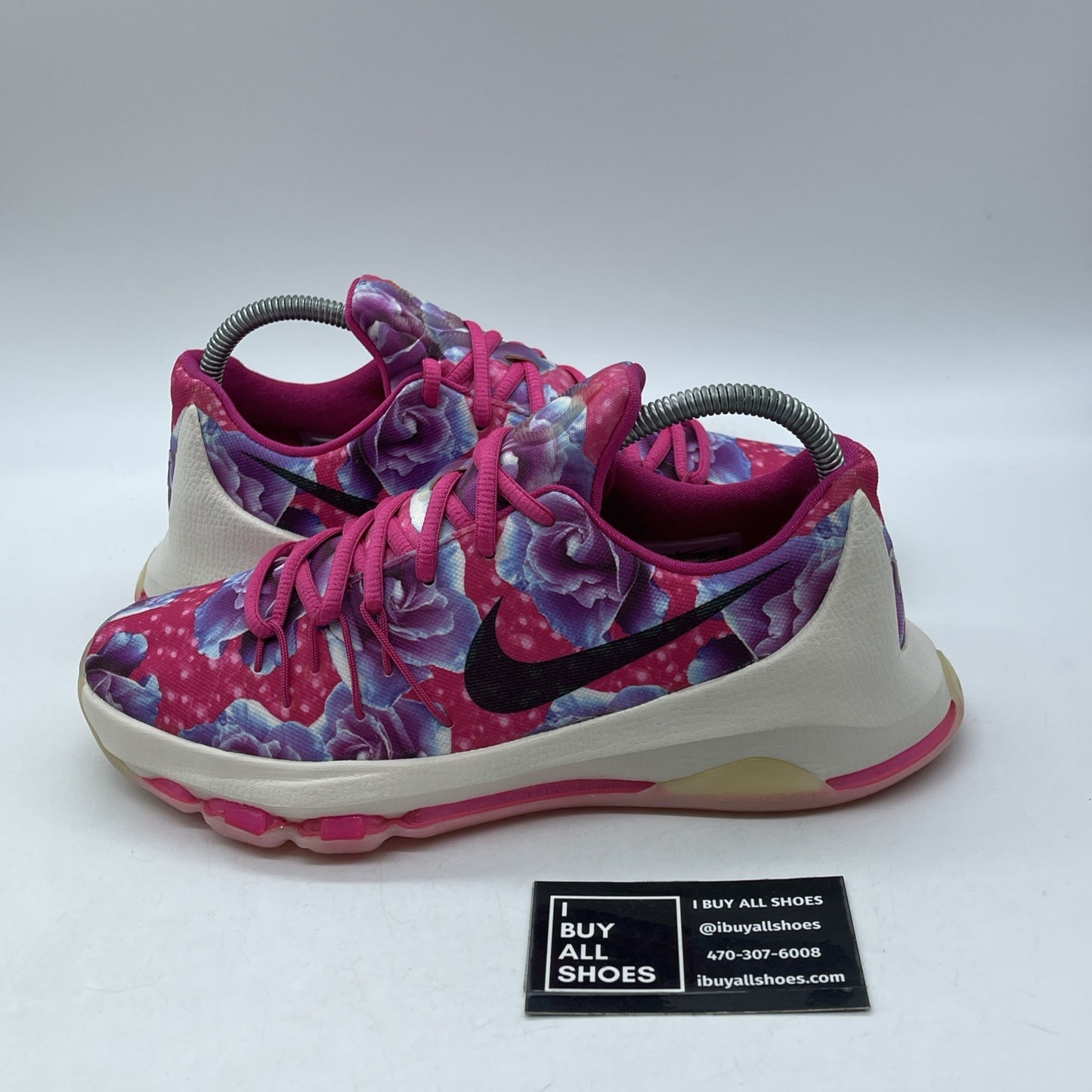 Size 7Y (GS) - Nike KD 8 Low Aunt Pearl Pink Purple Black Suede (837786-603)