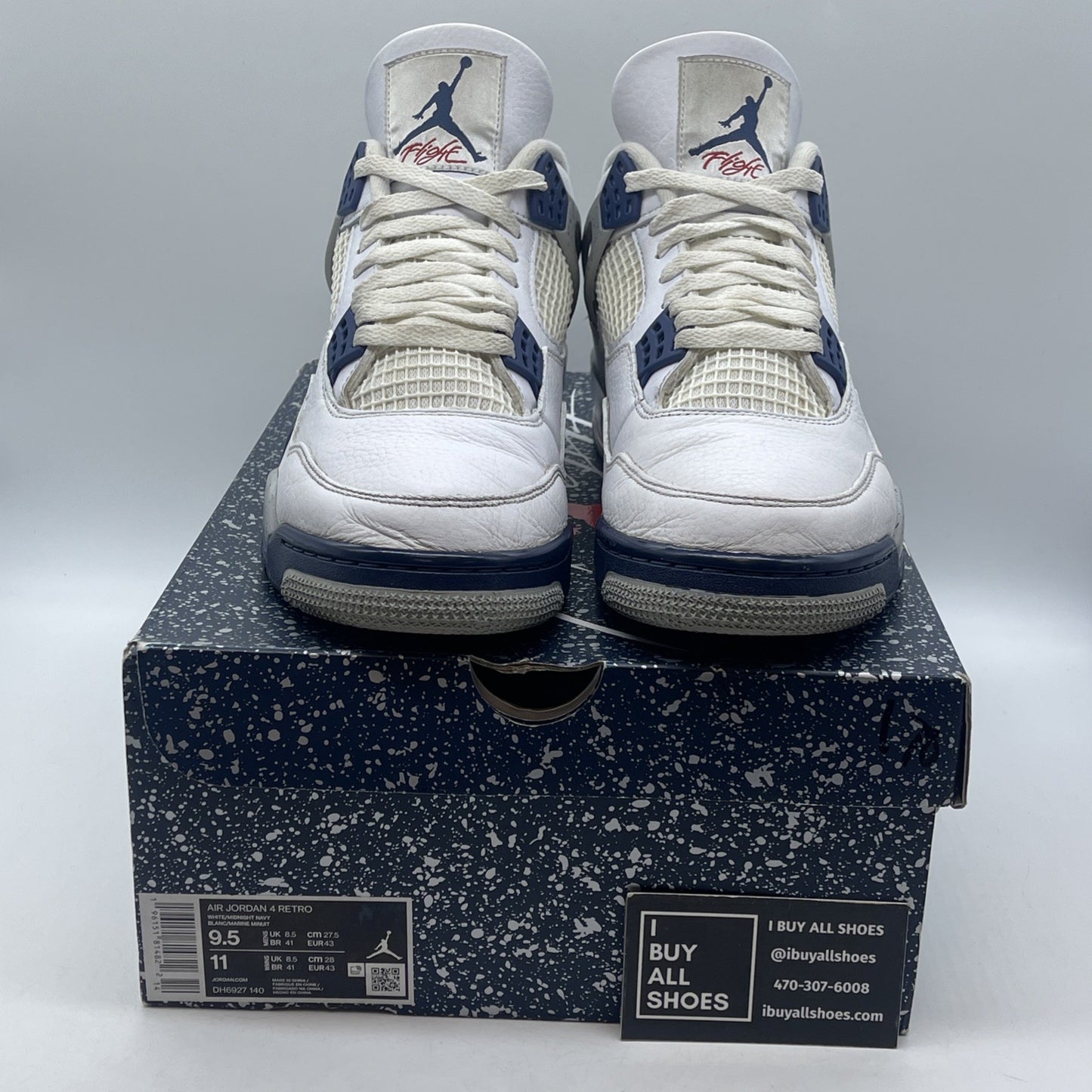 Size 9.5 - Jordan 4 Retro Mid Midnight Navy White Grey Leather (DH6927-140)