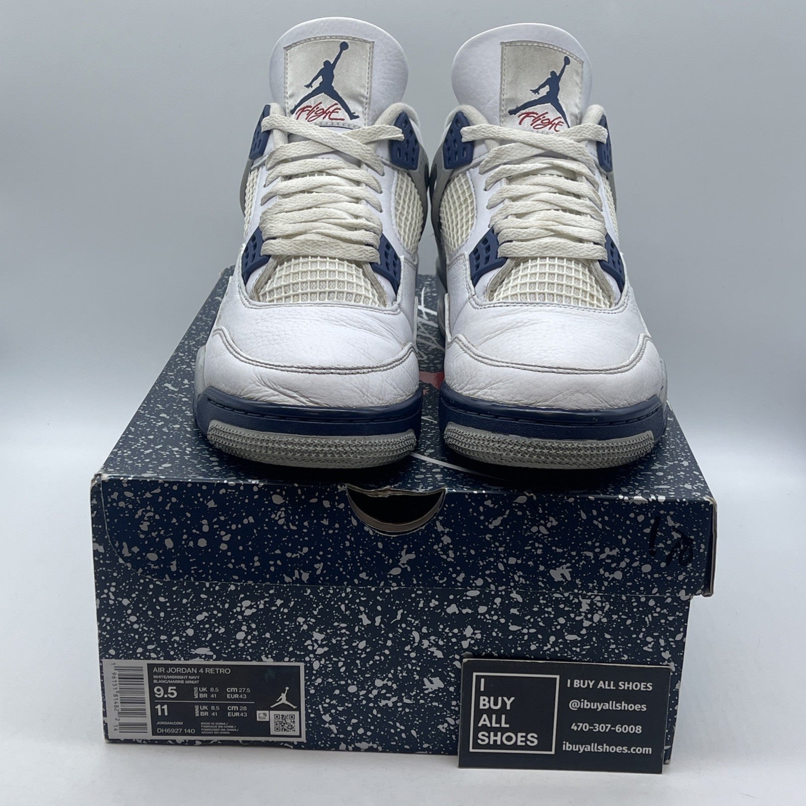 Size 9.5 - Jordan 4 Retro Mid Midnight Navy White Grey Leather (DH6927-140)