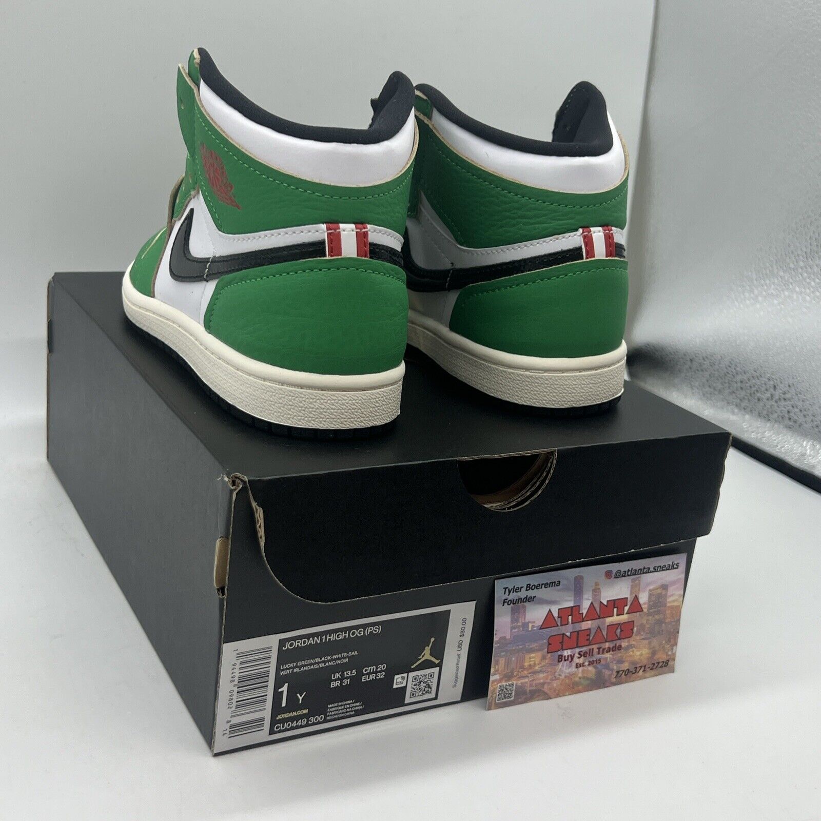 Nike Air Jordan 1 High OG Preschool (PS) Lucky Green SIZE 1Y CU0449-300 Og All