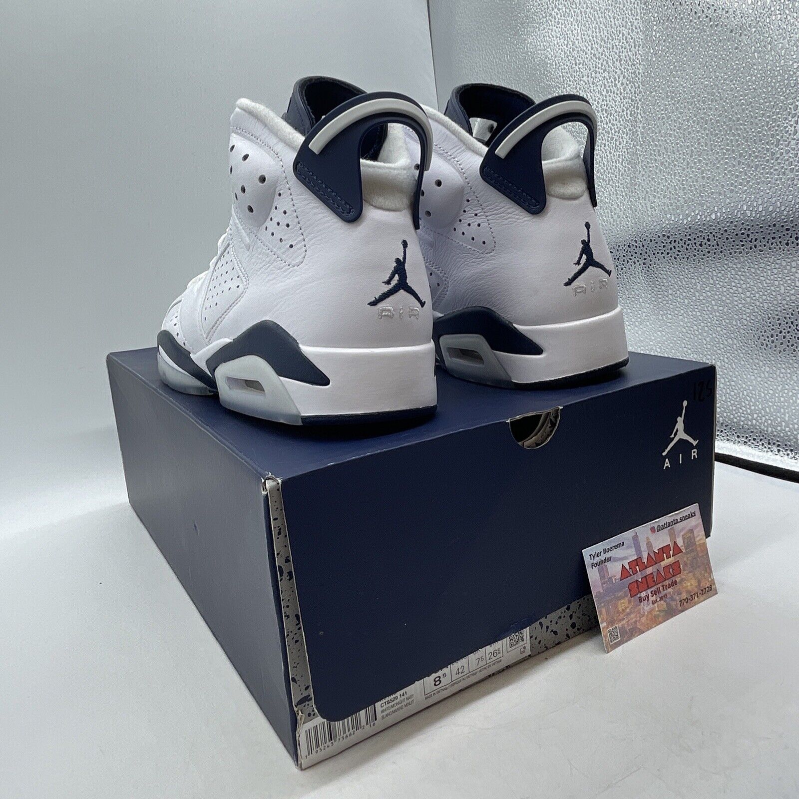 Size 8.5 - Jordan 6 Retro Midnight Navy White Leather (CT8529-141)