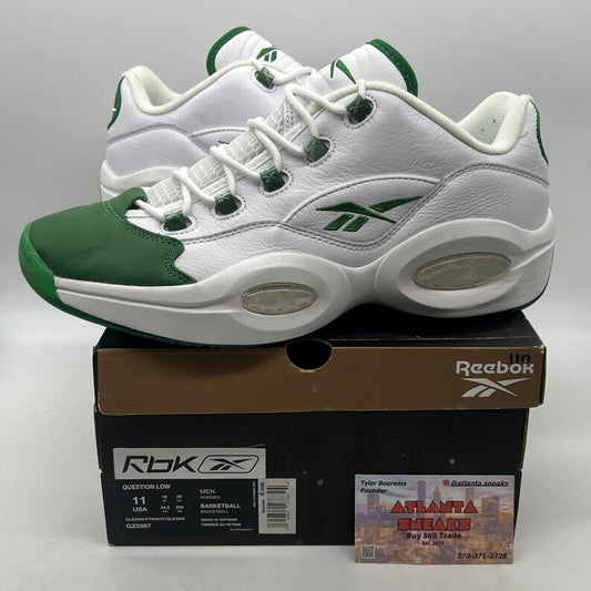 Size 11 - Reebok Question Low Green Toe White Leather (GZ0367)