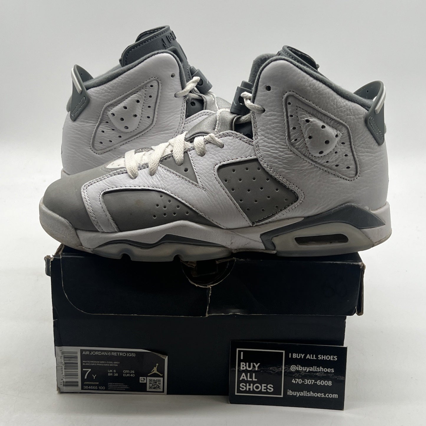 Size 7Y - Air Jordan Air 6 Retro Mid Cool Grey - (384665-100)