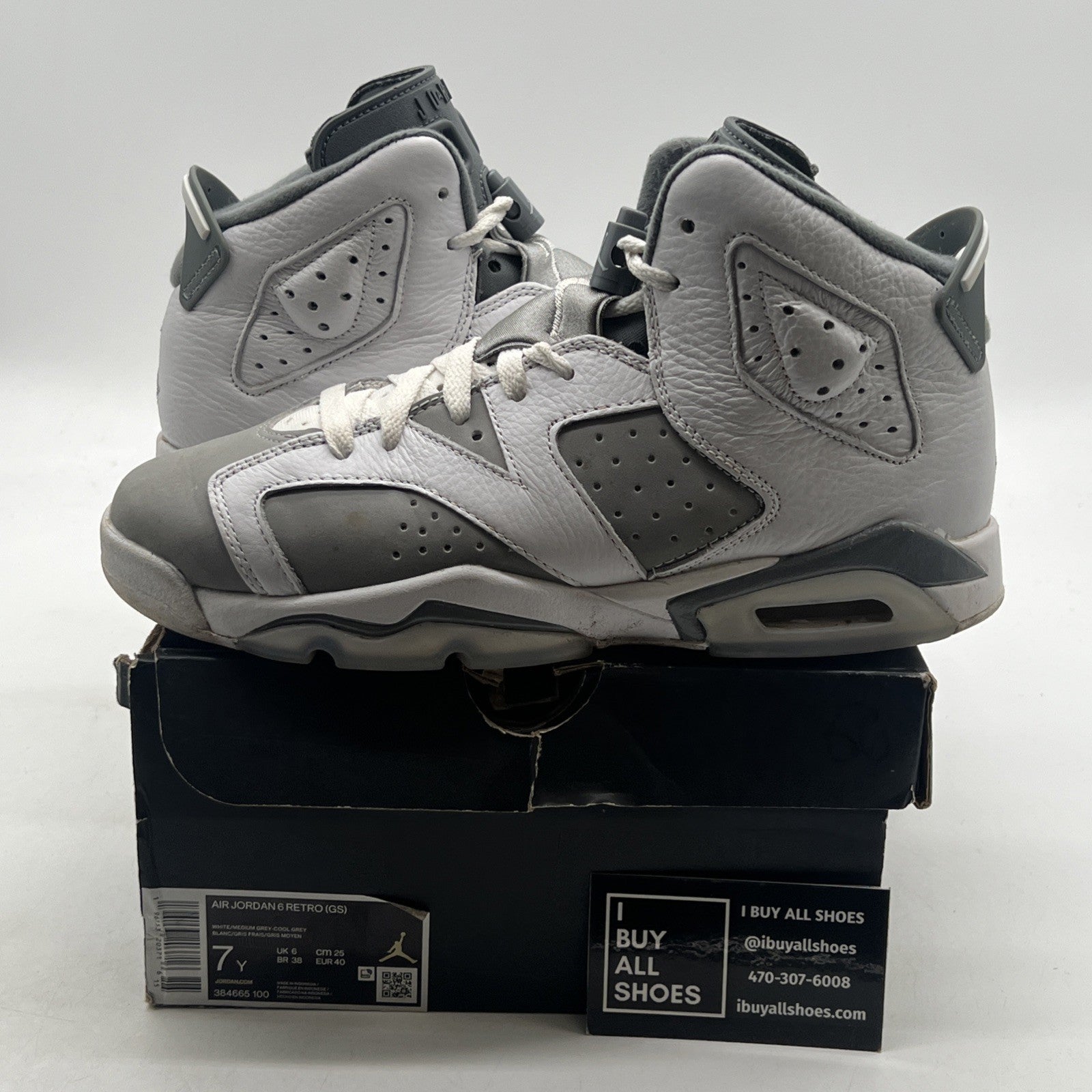 Size 7Y - Air Jordan Air 6 Retro Mid Cool Grey - (384665-100)