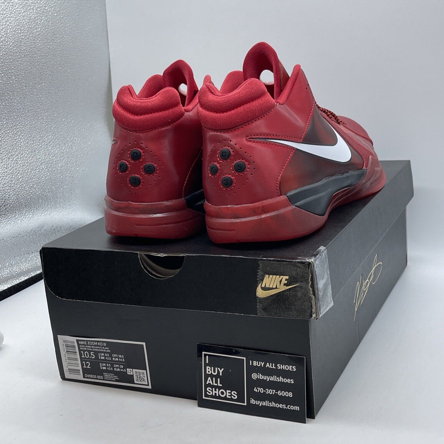 Size 10.5 - Nike KD 3 Red Black White Leather (DV0835-600)