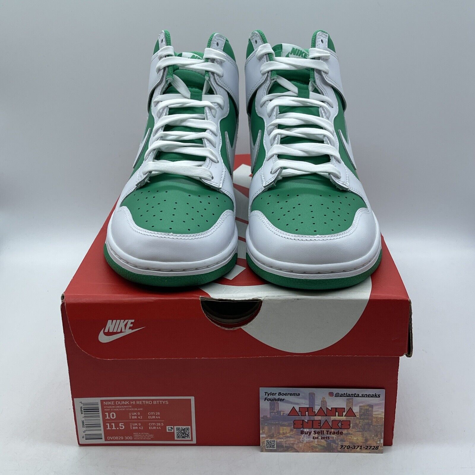 Size 10 - Nike Dunk High White Stadium Green Leather (DV0829-300)