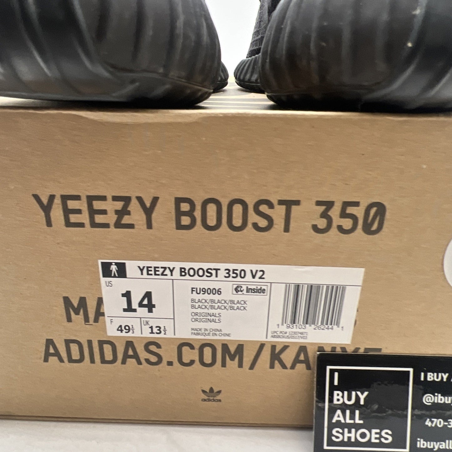 Size 14 - adidas Yeezy Boost 350 V2 Low Black Non-Reflective (FU9006)