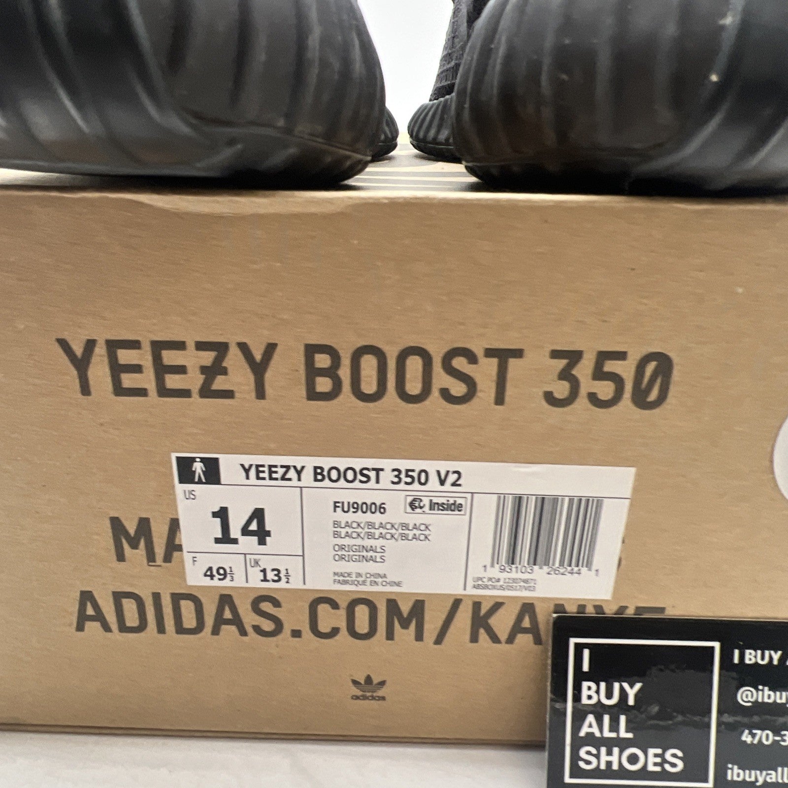 Size 14 - adidas Yeezy Boost 350 V2 Low Black Non-Reflective (FU9006)