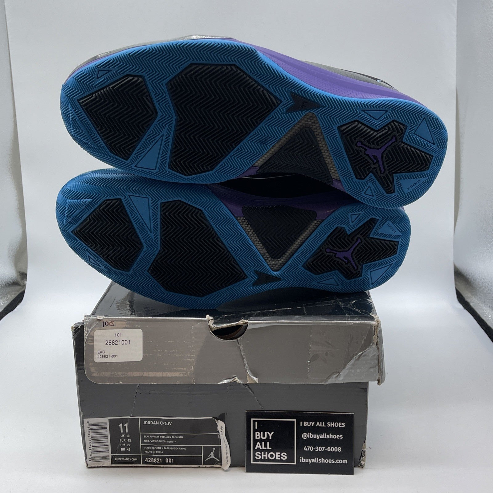 Size 11 - Jordan CP3.IV Black Purple Yellow Leather Suede (428821-001)