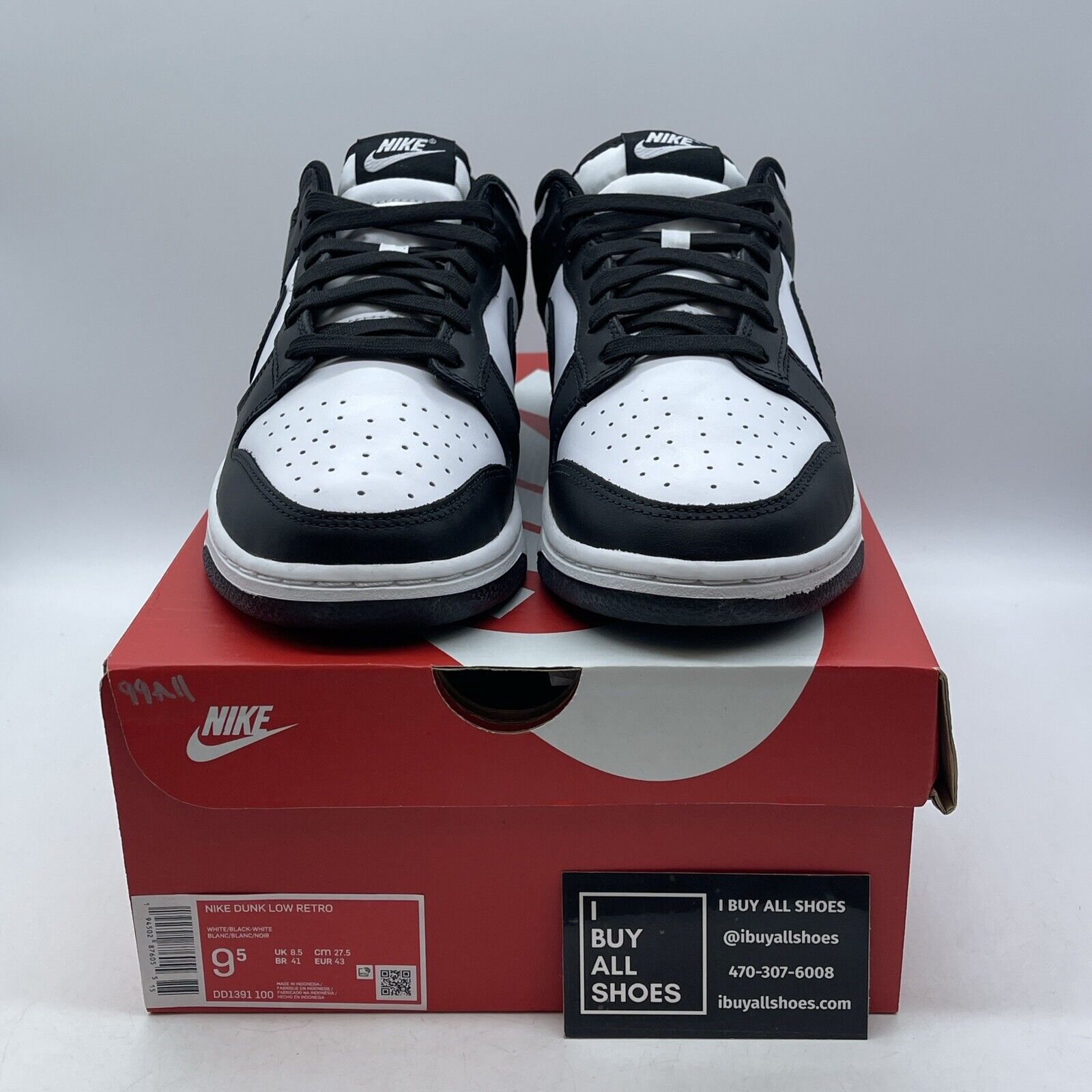 Size 9.5 - Nike Dunk Low Black White Suede Leather  (DD1391-100)