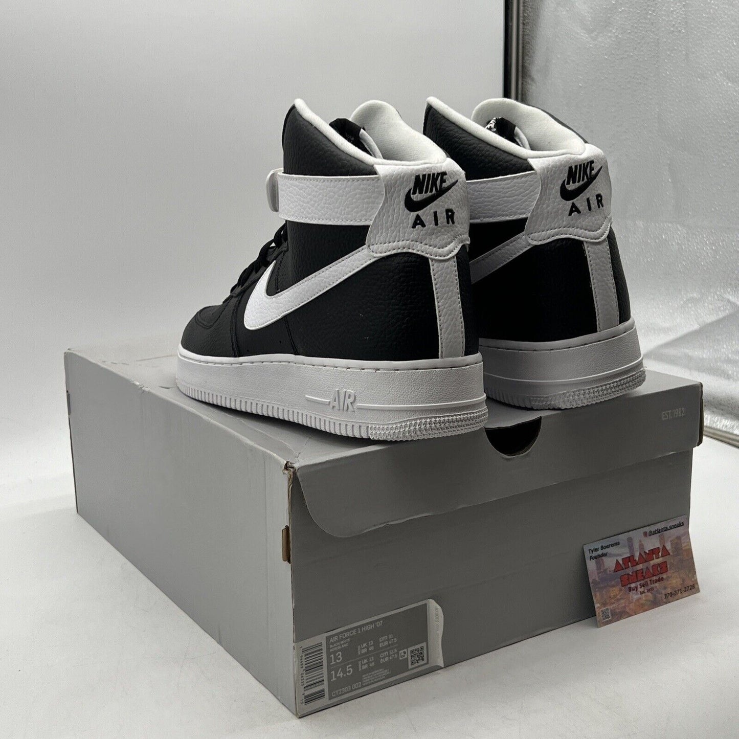 Size 13 - Nike Air Force 1 '07 High Black White Leather (CT2303-002)