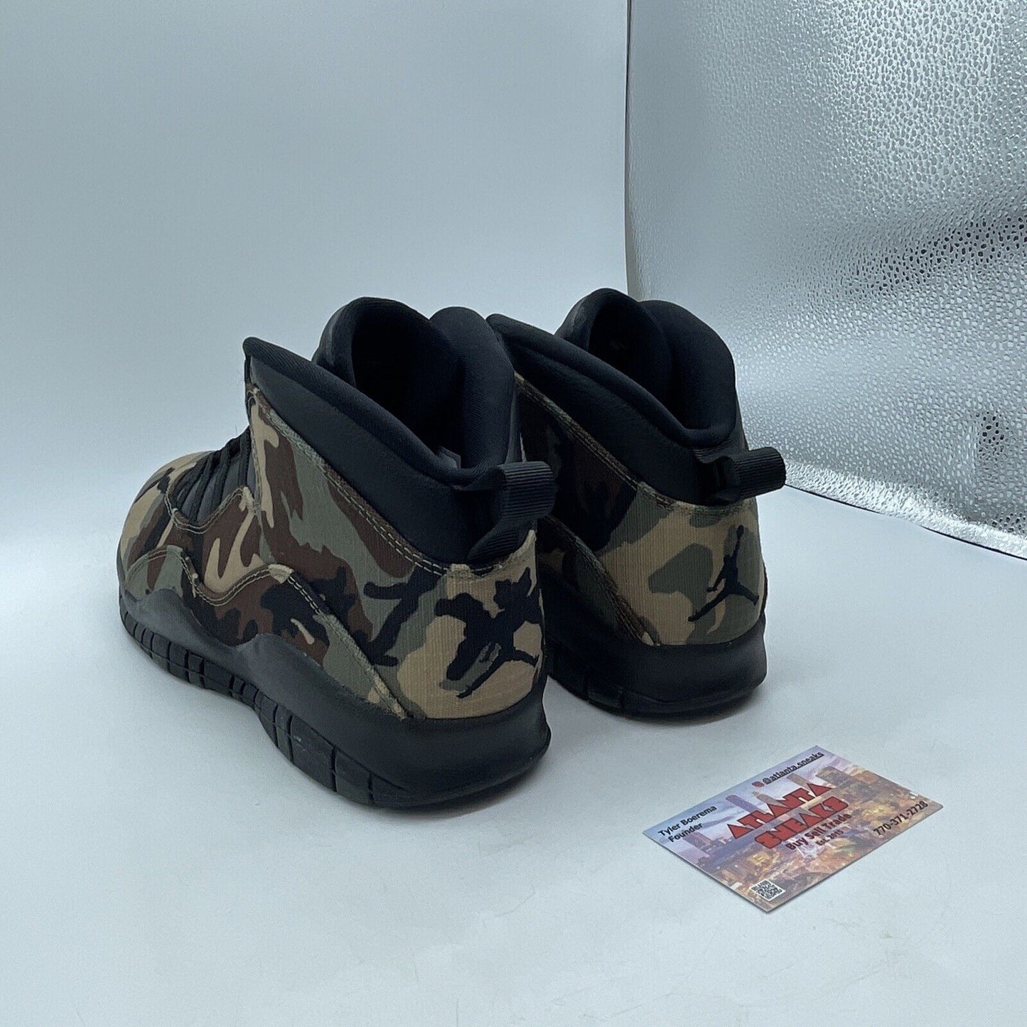 Size 10.5 - Air Jordan 10 Retro Woodland Camo Green Black Leather (310805-201)