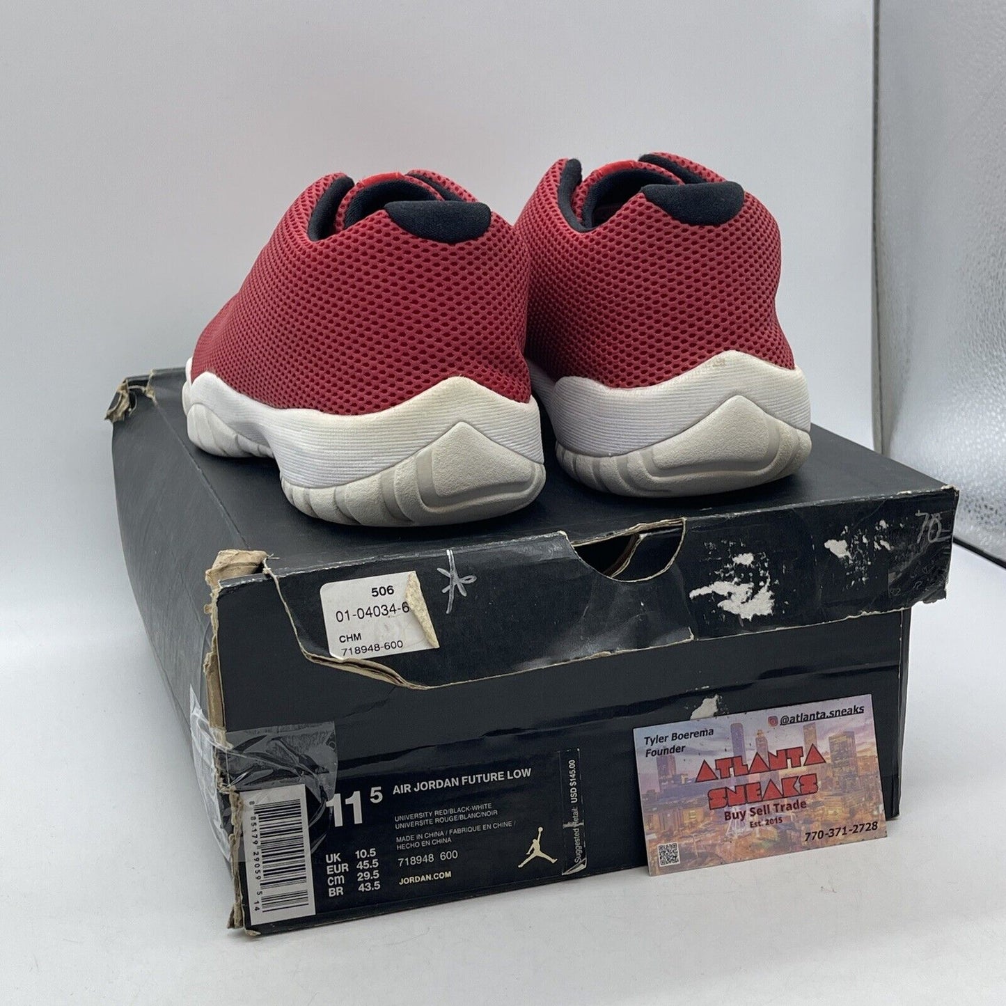 Size 11.5 - Jordan Future 3M Low University Red Black White Suede (718948-600)