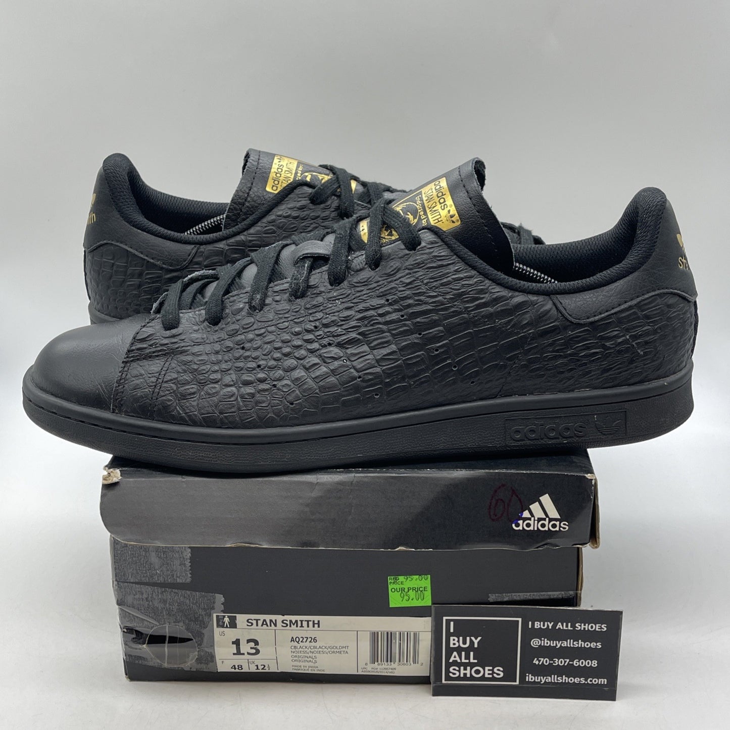 Size 13 - Adidas Stan Smith Croc Leather (AQ2726)