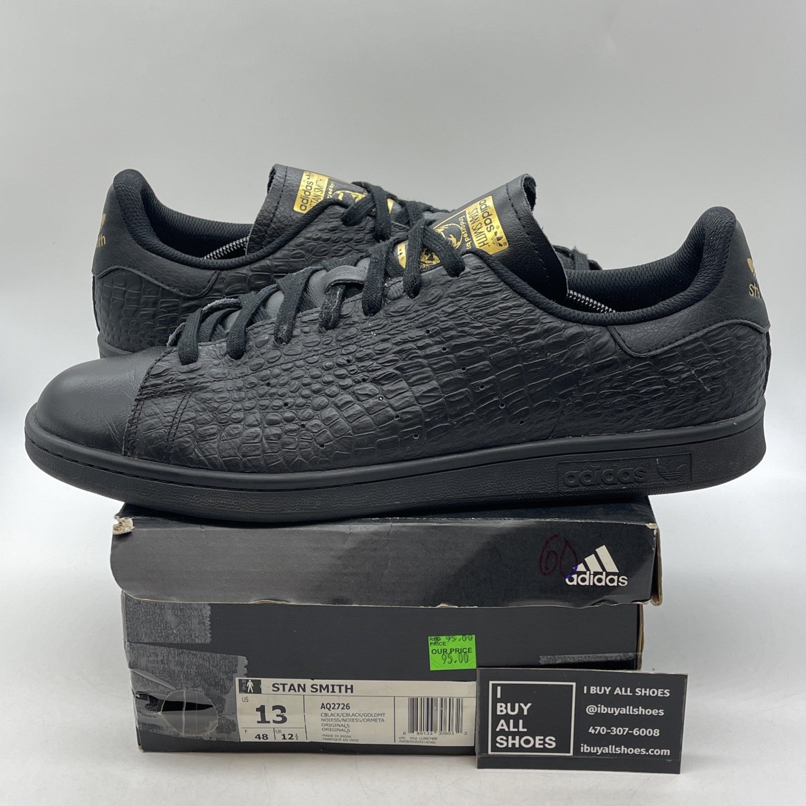 Size 13 - Adidas Stan Smith Croc Leather (AQ2726)