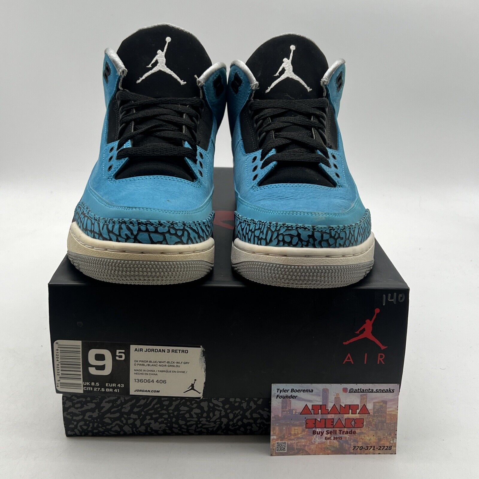 Size 9.5 - Air Jordan 3 Retro Powder Blue (136064-406)