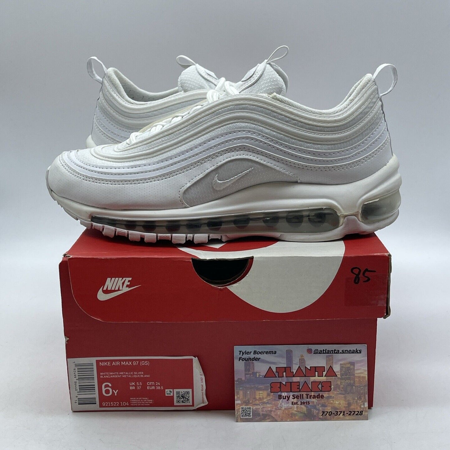 Size 6 (GS) - Nike Air Max 97 Low White Metallic Silver (921522-104)