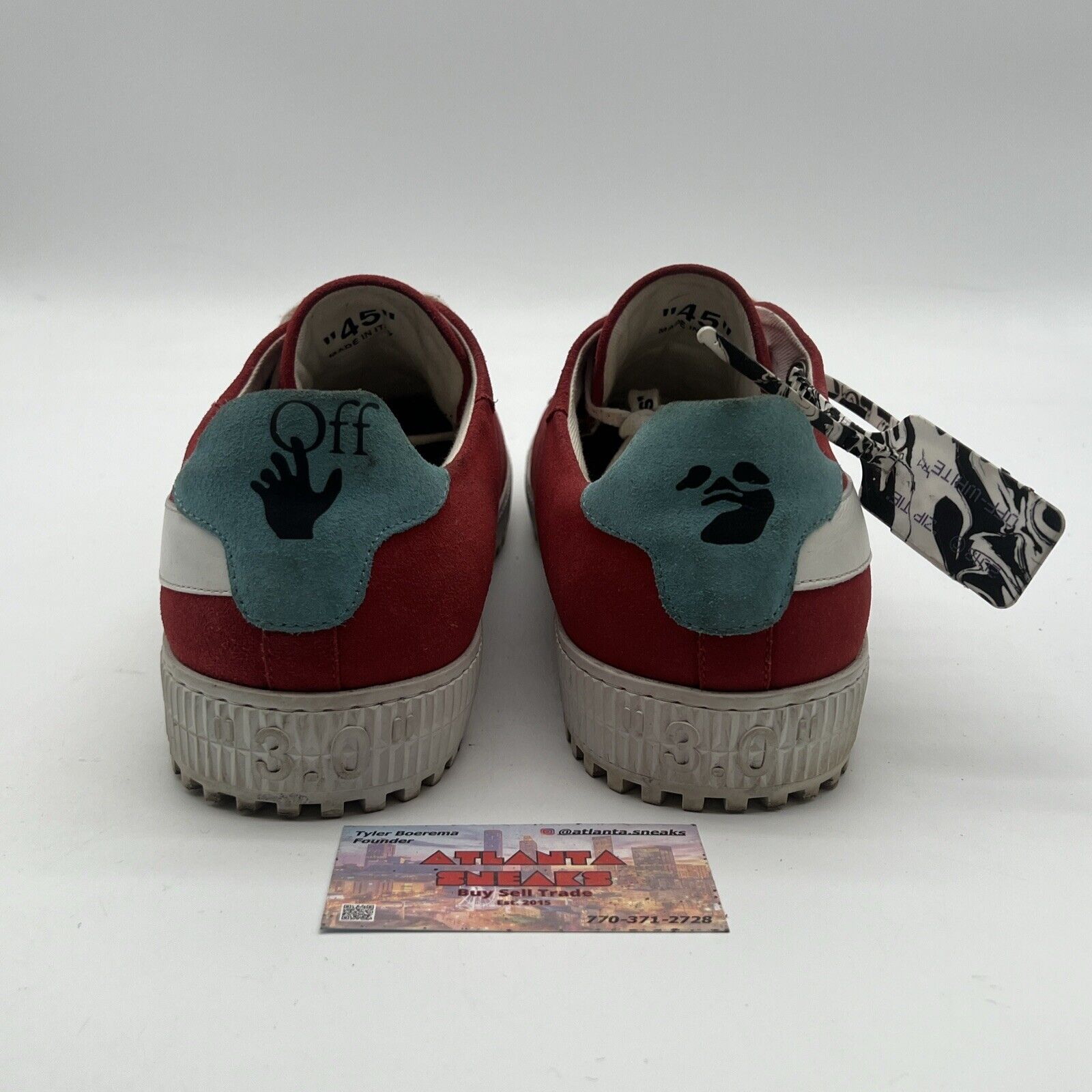 Size 12 - Off-White Arrow Leather/Canvas suede Sneakers Red