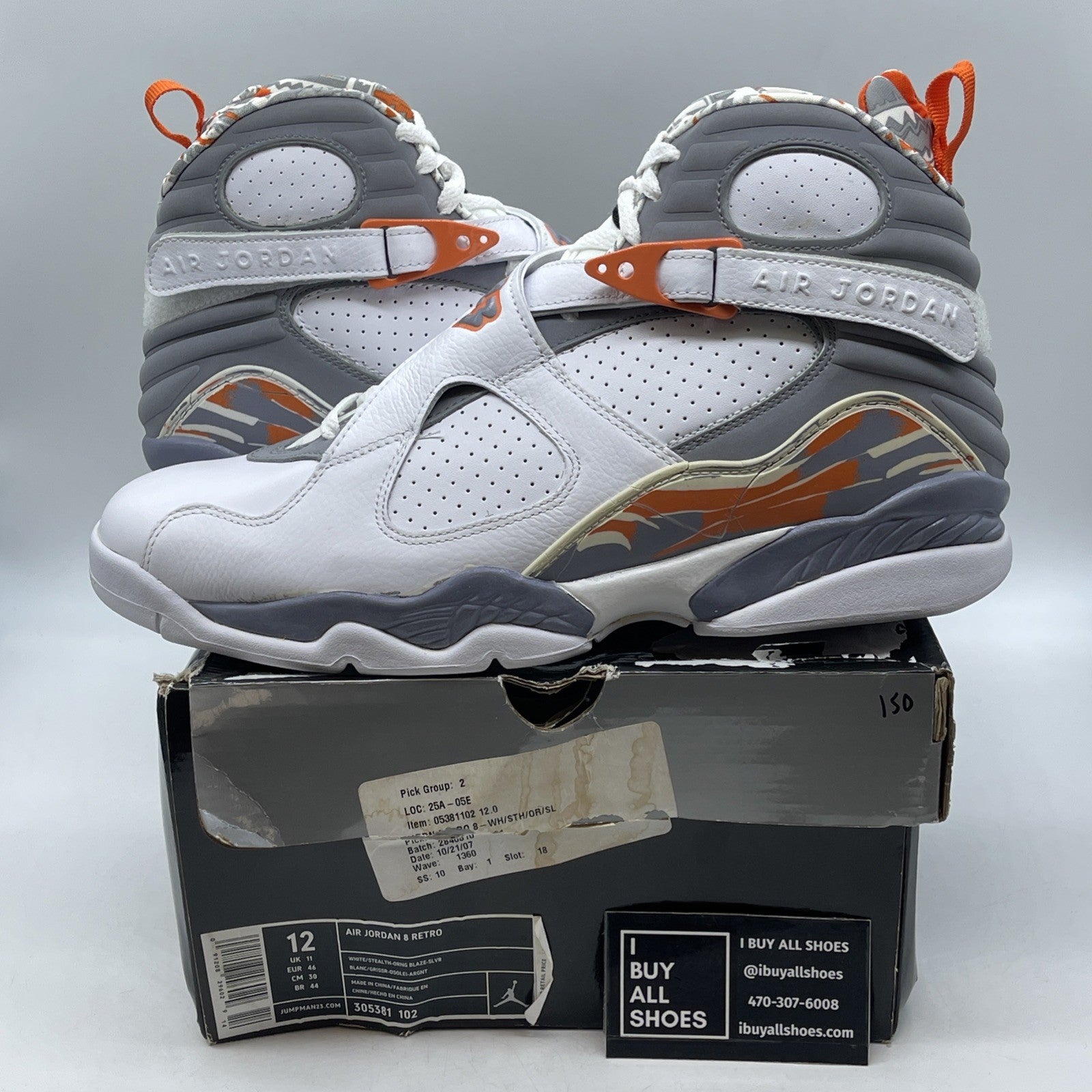 Size 12 - Air Jordan 8 Retro Orange Blaze (305381-102)