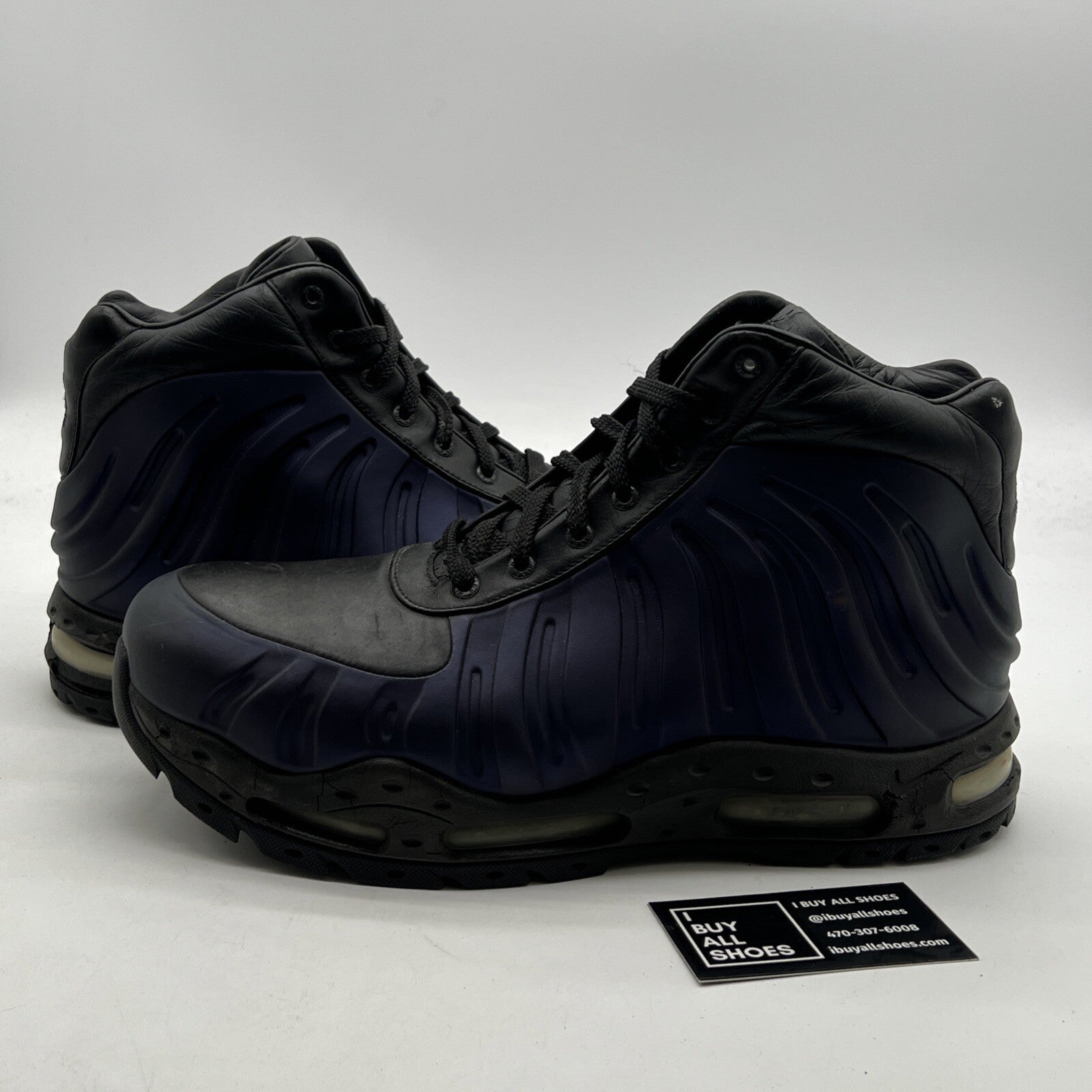 Size 12 - Nike Foamposite Black/Club Purple (333791-504)