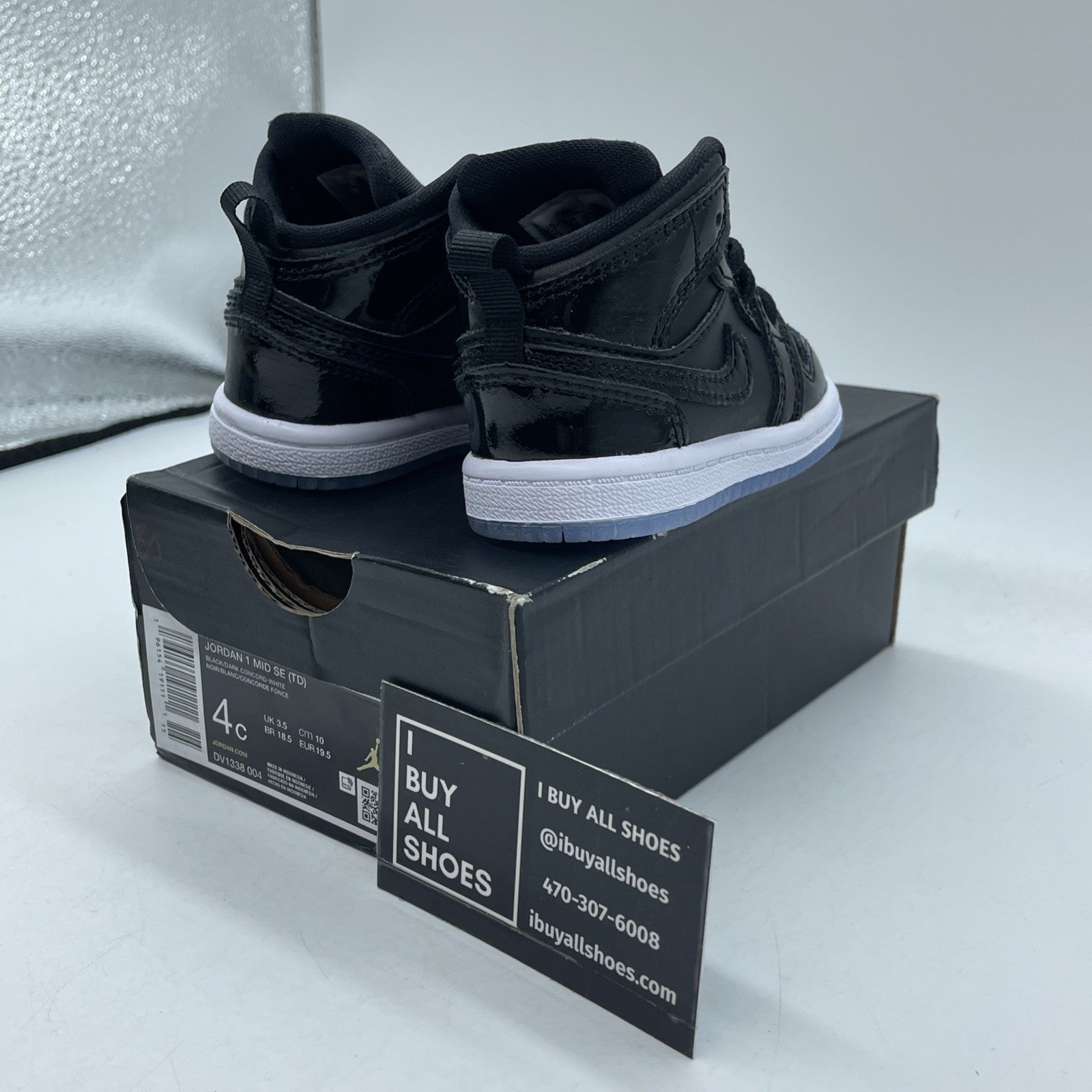 Size 4C - Jordan 1 Mid SE (TD) Space Jame Black Dark Concord-White (DV1338-004)