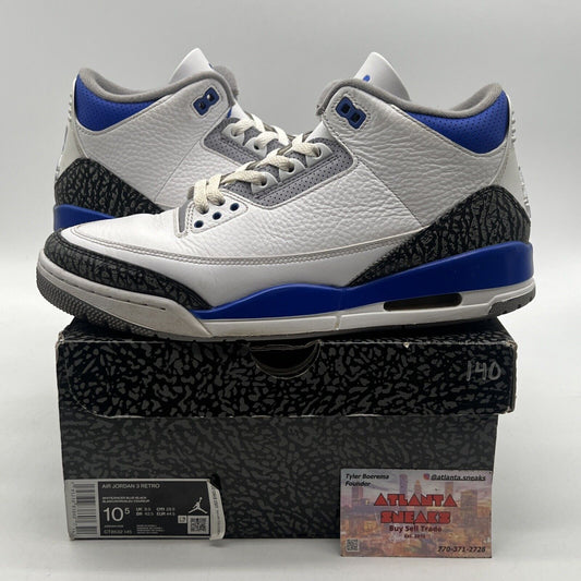 Size 10.5 - Jordan 3 Retro Mid Racer Blue White Black Leather (CT8532-145)