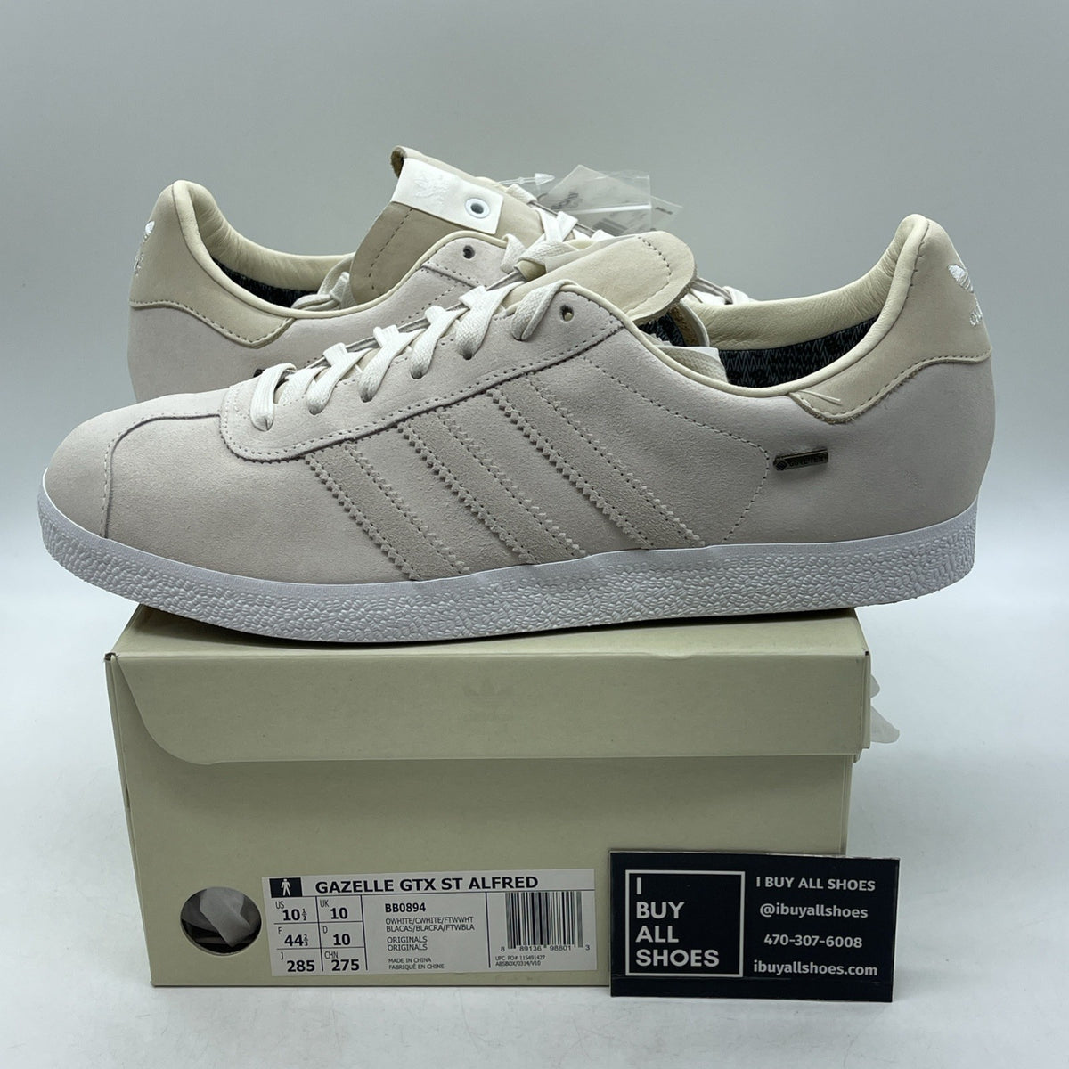 Size 10.5 - Saint Alfred x Adidas Gazelle Gore-Tex Chalk White (BB0894)