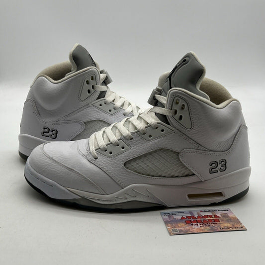 Size 10.5 - Air Jordan 5 Retro 2015 Metallic White (136027-130)