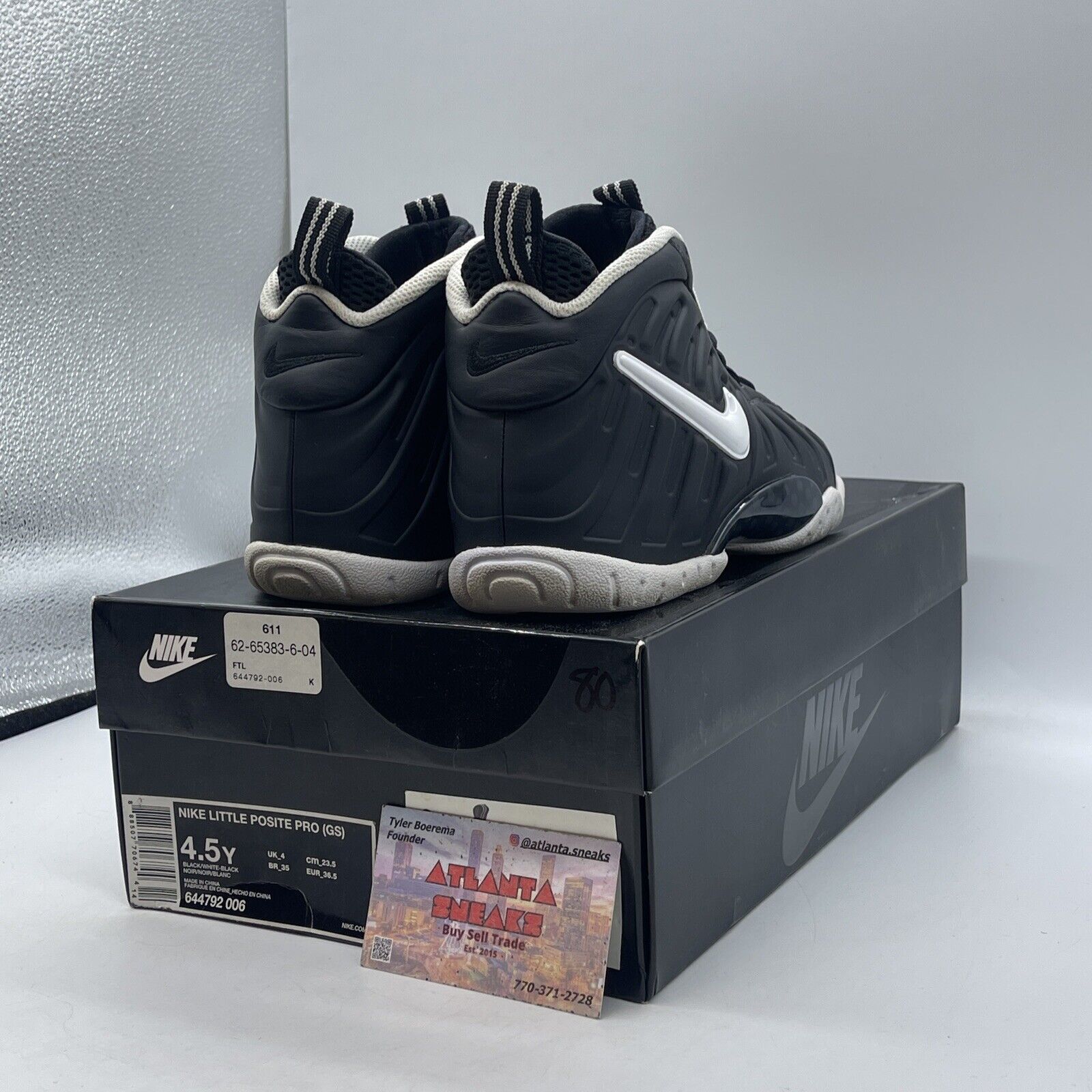 Size 4.5Y (GS) - Nike Little Posite Pro Mid Dr. Doom Black White (644792-006)