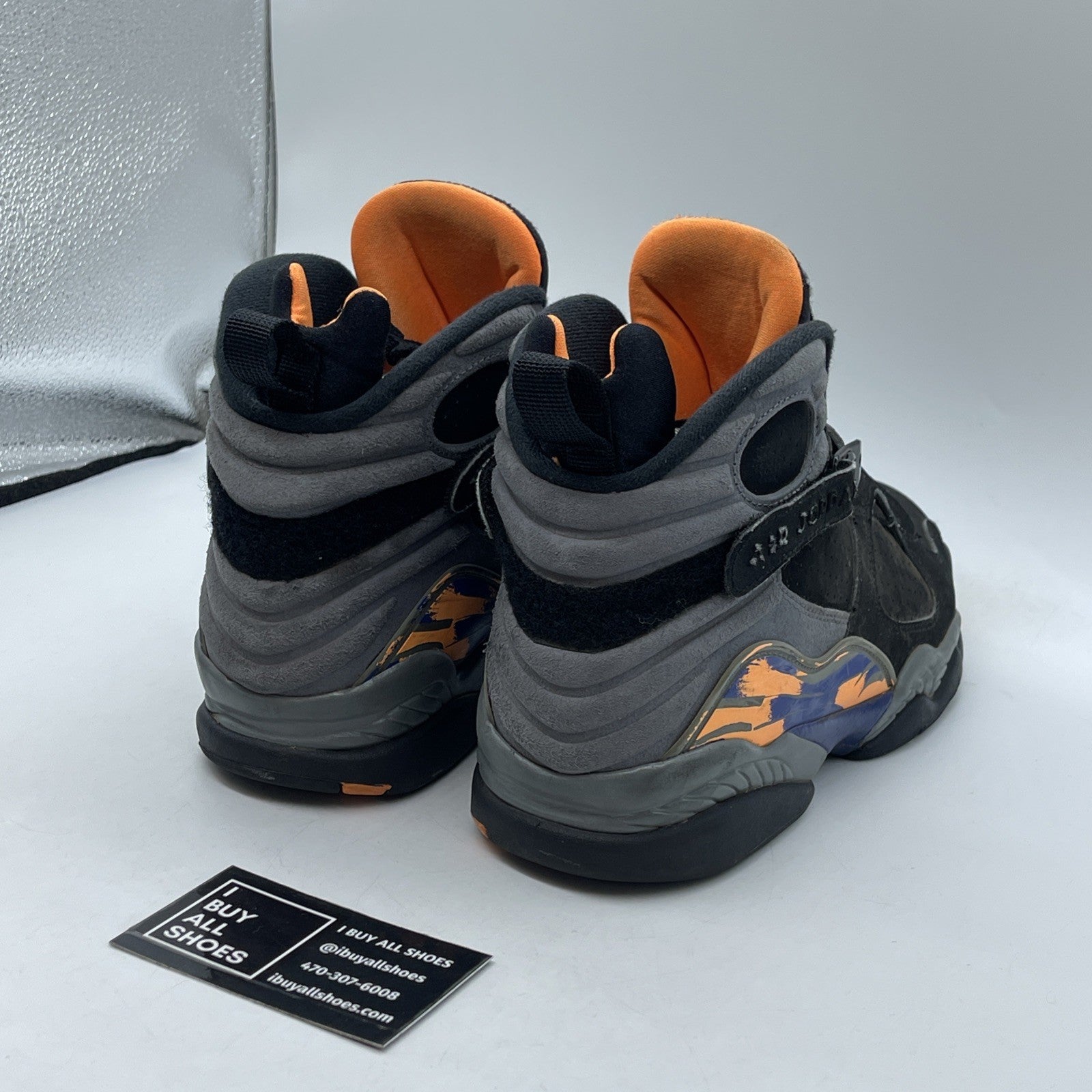 Size 9 - Air Jordan 8 Retro Phoenix Suns Black Grey Suede (305381-043)