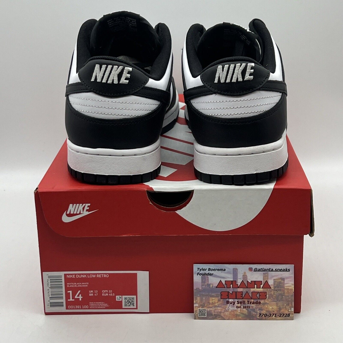 Size 14 - Nike Dunk Low Black White Brand New Og All