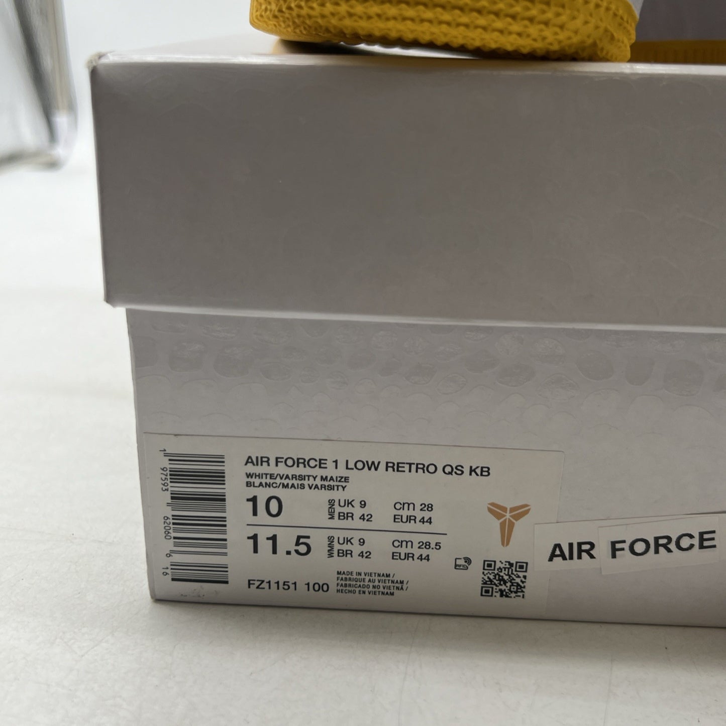 Size 10 - Kobe Bryant x Nike Air Force 1 Retro QS Low Lakers Home (FZ1151-100)