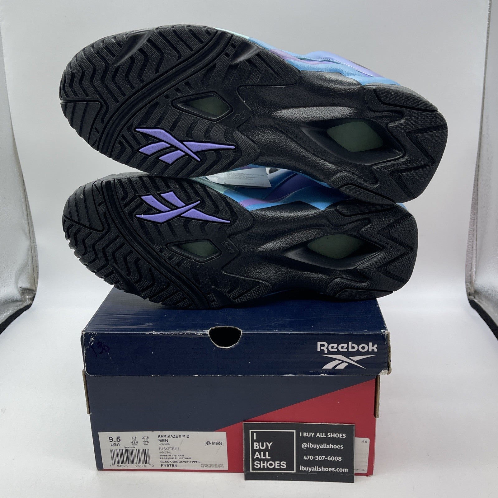 Size 9.5 - Reebok Kamikaze 2 Mid Ombre Pack - Digital Glow Purple (FY9784)