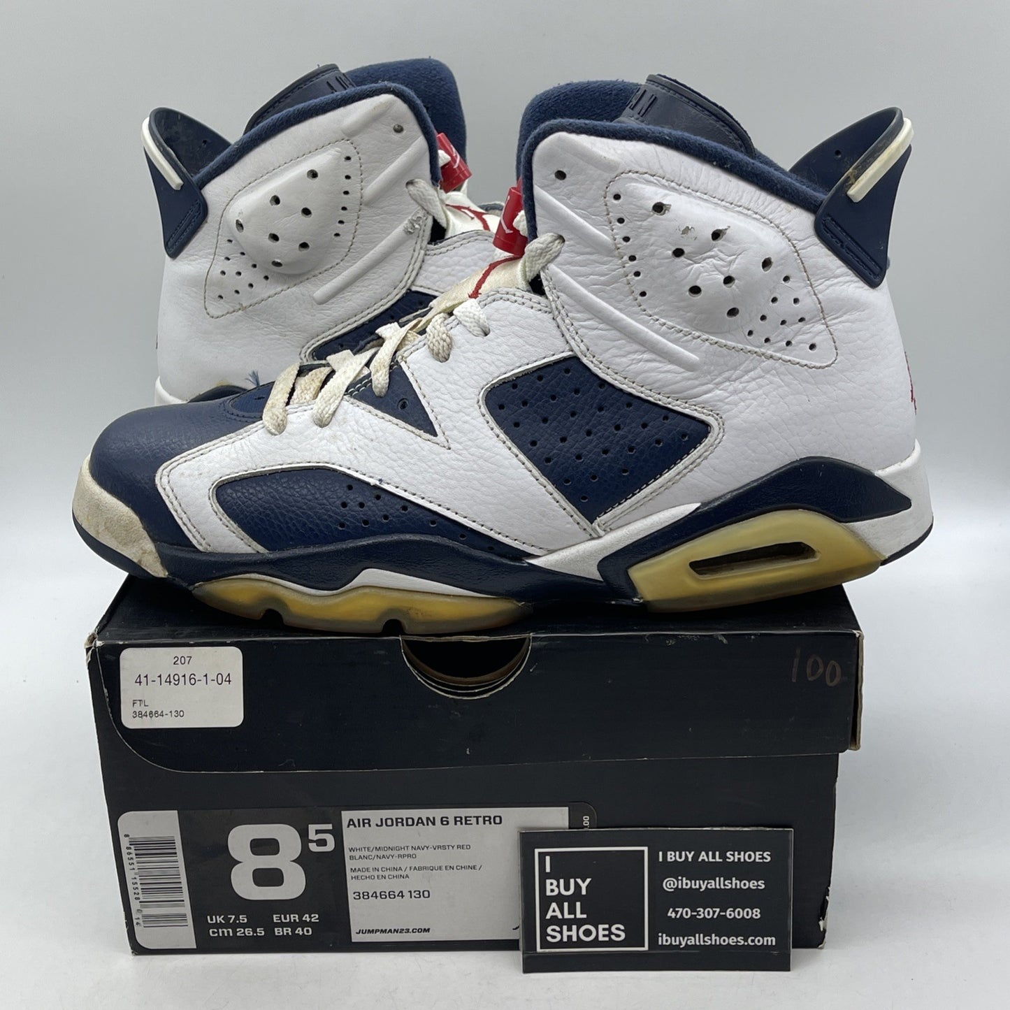 Size 8.5 - Air Jordan 6 Retro 2012 Olympic (384664-130)