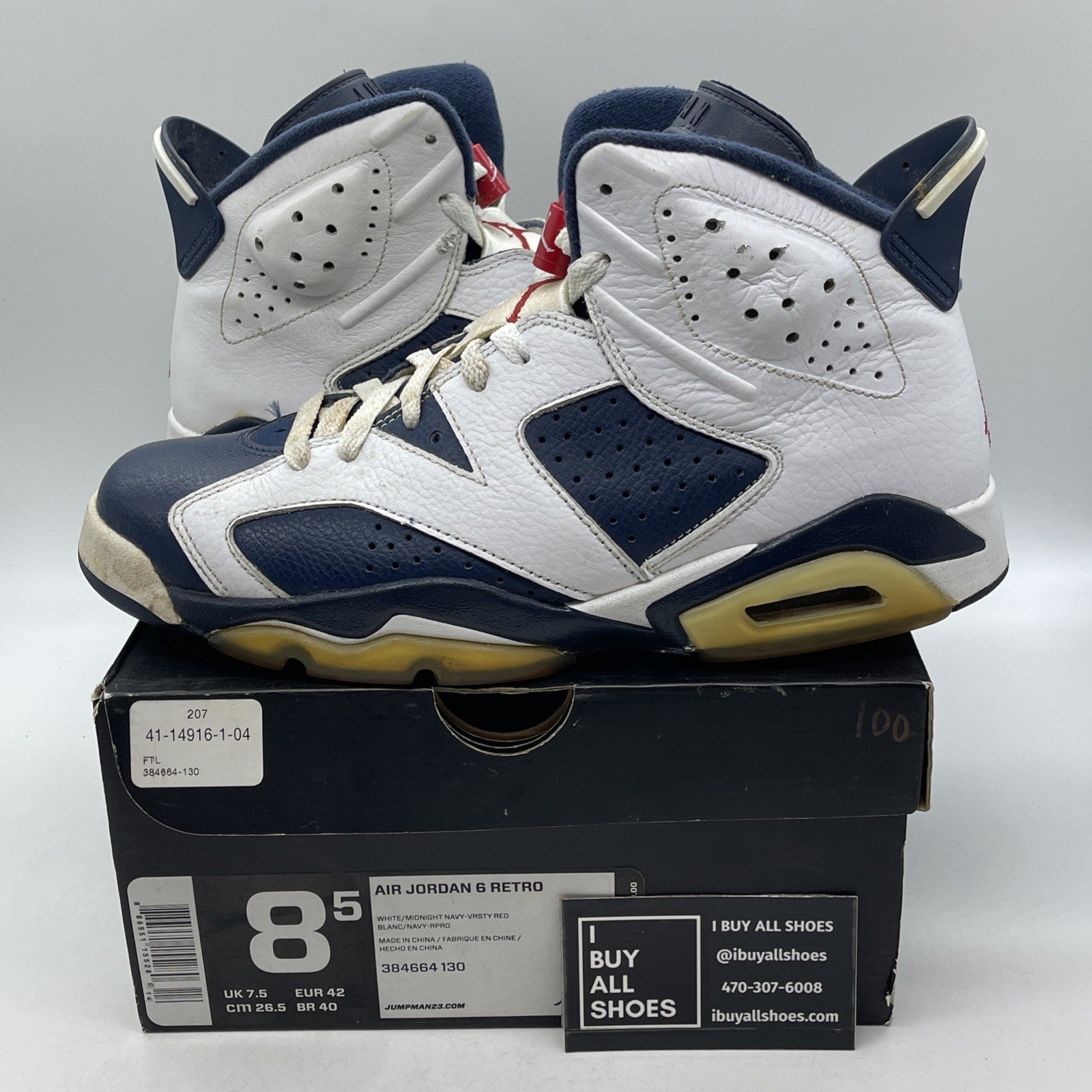 Size 8.5 - Air Jordan 6 Retro 2012 Olympic (384664-130)