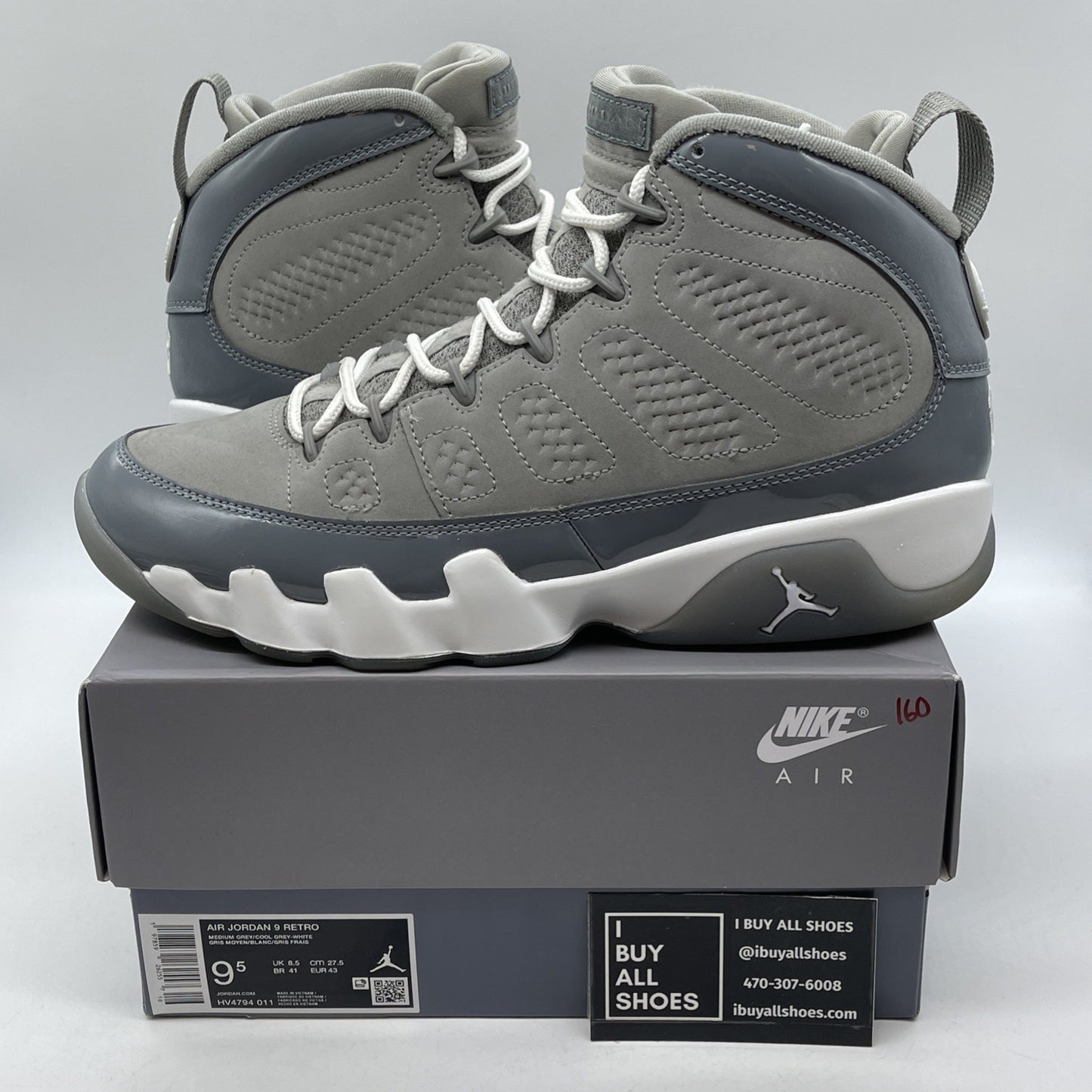 Size 9.5 - Air Jordan 9 Retro 2025 Cool Grey Suede Leather (HV4794-011)