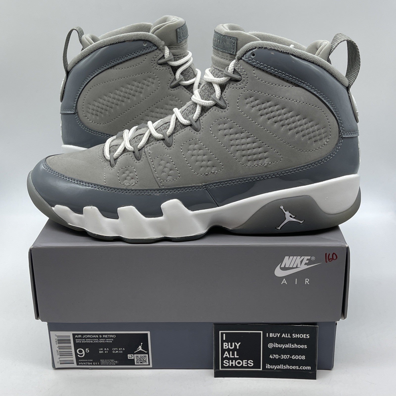 Size 9.5 - Air Jordan 9 Retro 2025 Cool Grey Suede Leather (HV4794-011)