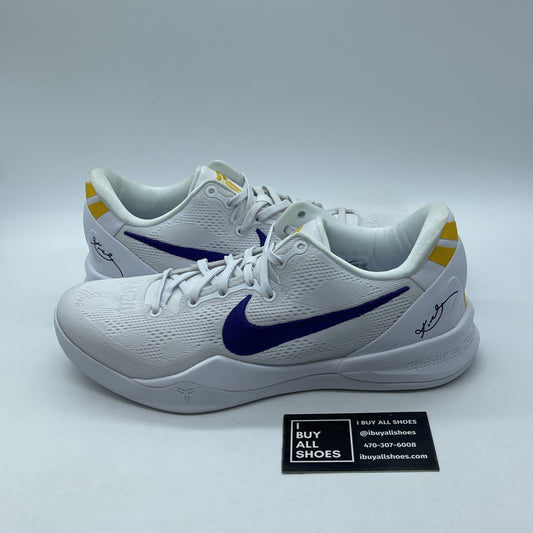 Size 9 - Nike Kobe 8 Protro Lakers Home  Unreleased White Suede (HF9550-100)